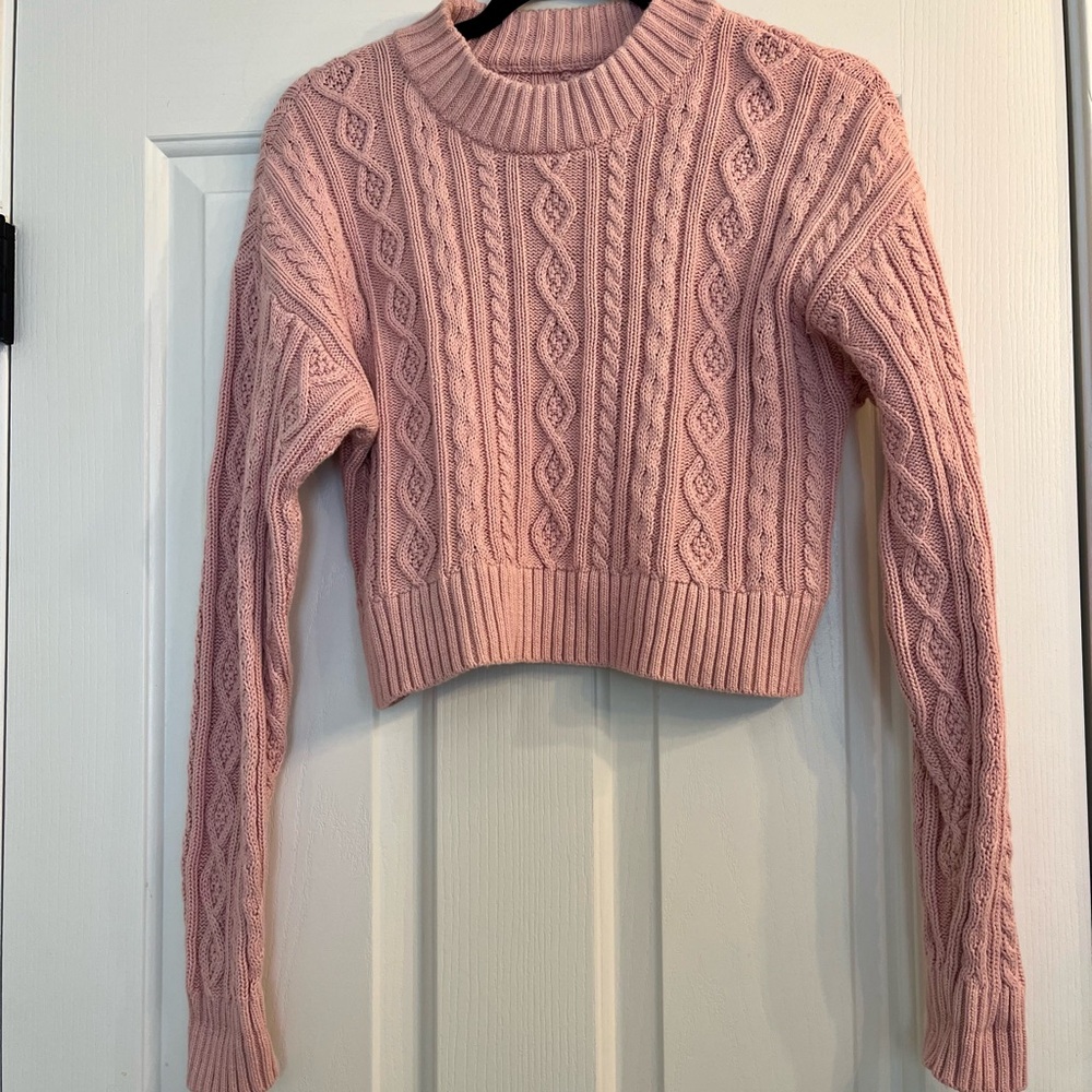 LoveShackFancy Pink Cable Knit Sweater